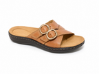 😍 Women’s Comfort Leather Slide Sandals – Soft Cushioned Footbed & Adjustable Buckle Straps ✨